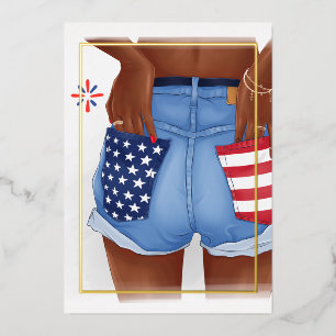 USA Denim Girl Birthday Party Foil Einladung