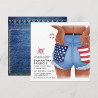 USA Denim Girl Graduation Party Einladung