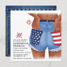 USA Denim Girl Graduation Party Einladung
