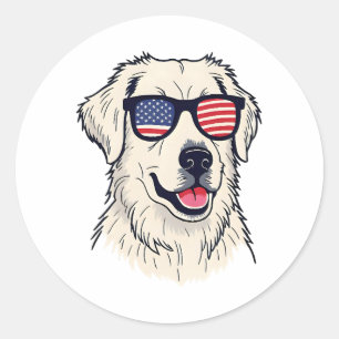 USA Dog Lover - Cooler Hund mit amerikanischen Fla Runder Aufkleber