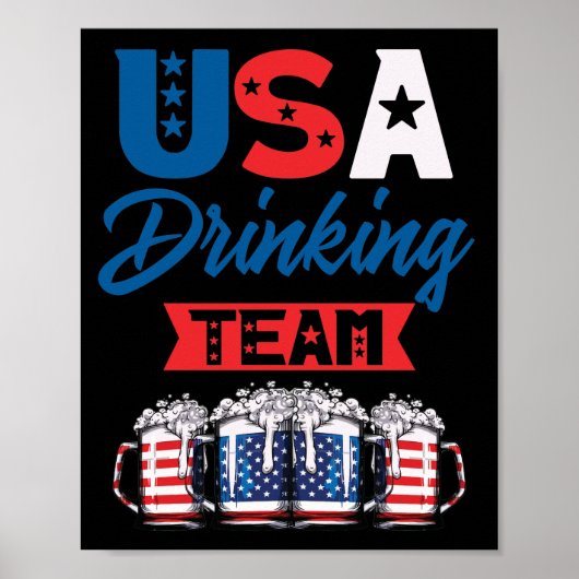 USA Drink Team Drinking Beer Lover Unabhängigkeit Poster (Vorne)