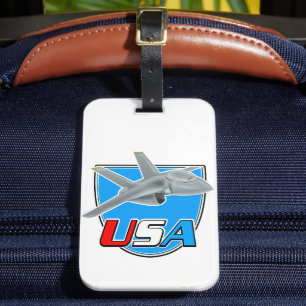 USA-Düsenflugzeug-Logo Gepäckanhänger