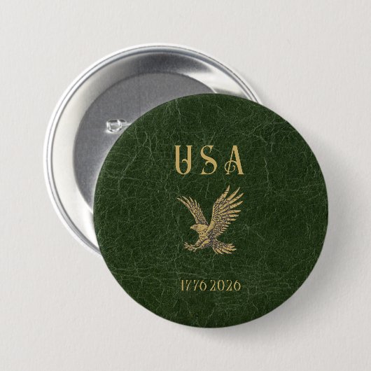 USA Eagle 1775 - 2026 Fax Green Leather  Button (Vorne & Hinten)