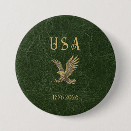 USA Eagle 1775 - 2026 Fax Green Leather  Button