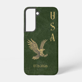 USA Eagle 1775 - 2026 Fax green leather  Samsung Galaxy Hülle