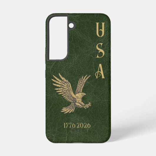 USA Eagle 1775 - 2026 Fax green leather Samsung Galaxy Hülle (Rückseite)