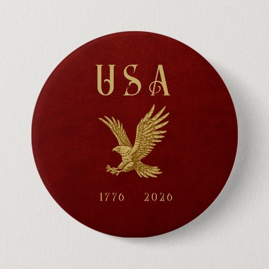 USA Eagle 1775 - 2026 Fax Red Leather  Button (Vorderseite)