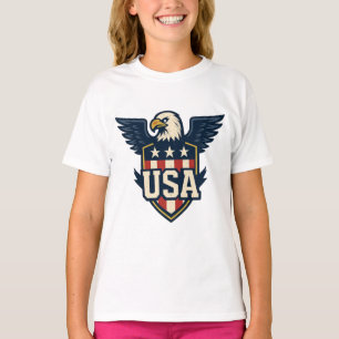 USA Eagle Crest — Vintage-Flaggen-Schild T-Shirt