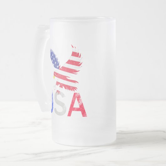 USA Eagle Mattglas Bierglas (Vorderseite Links)