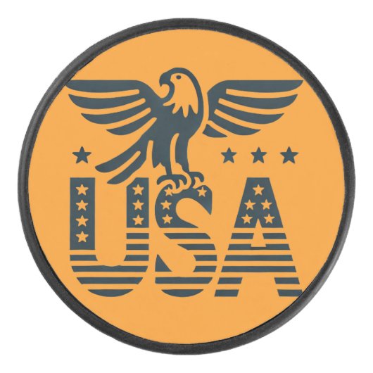 USA Eagle Patriotic Design - US Flagge Style Eishockey Puck (Vorderseite)