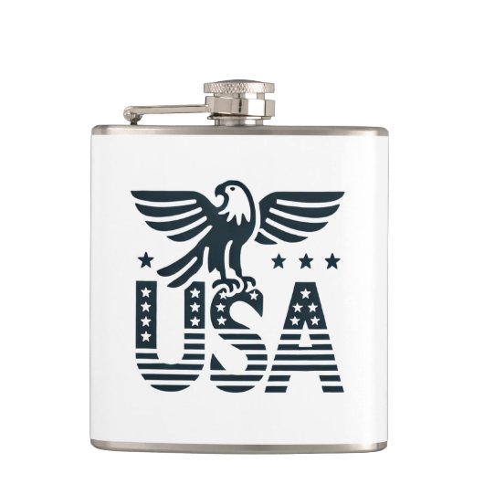 USA Eagle Patriotic Design - US Flagge Style Flachmann (Vorderseite)