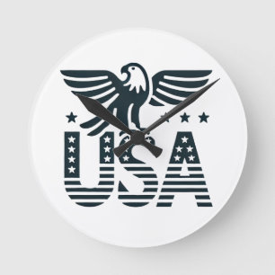 USA Eagle Patriotic Design - US Flagge Style Runde Wanduhr