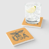 USA Eagle Patriotic Design - US Flagge Style Steinuntersetzer (Seitenansicht)