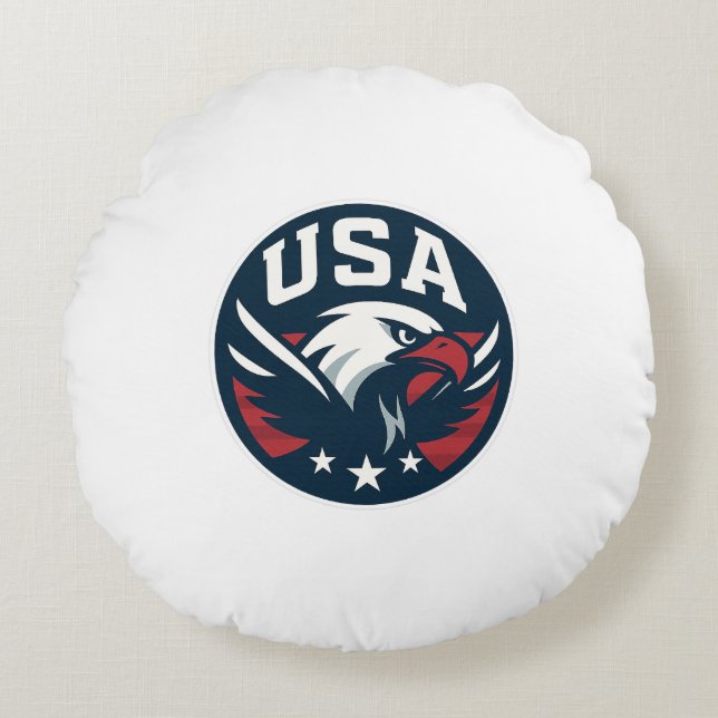USA Eagle Roundel — Aggressives Sportsymbol Rundes Kissen (Vorderseite)