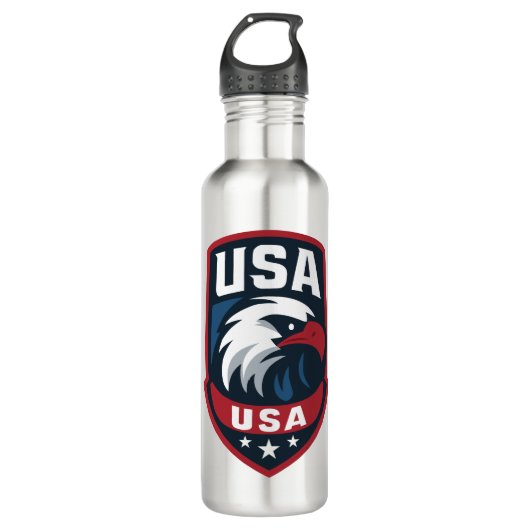 USA Eagle Sports Wappen Edelstahlflasche (Vorderseite)