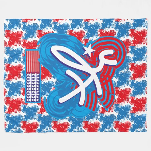 USA/EEUU FLAG SIMPLIFIED TEXT BY MASANSER PIXELAT FLEECEDECKE (Vorderseite (Horizontal))