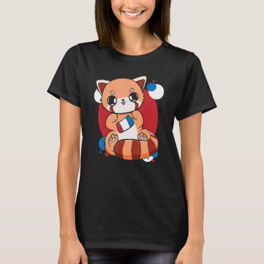 USA Eiscreme 4. Juli Niedlich Red Panda Veteran T-Shirt (Vorderseite)