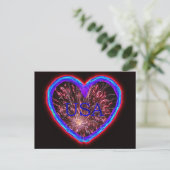 USA Electric Heart Fireworks Design Postkarte (Stehend Vorderseite)
