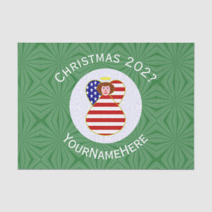 USA Engel Rote Haare Weihnachtsflagge Personalisie Seidenpapier
