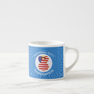 USA Engel Rotes Haar Chanukka-Flagge Personalisier Espressotasse