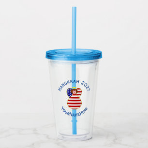 USA Engel rotes Haar Hanukkah-Flagge Personalisier Acryltrinkbecher