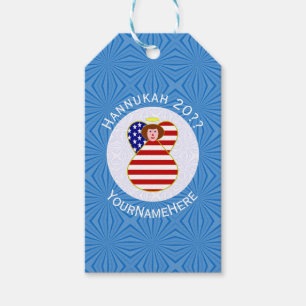 USA Engel Rotes Haar Hanukkah-Flagge Personalisier Geschenkanhänger