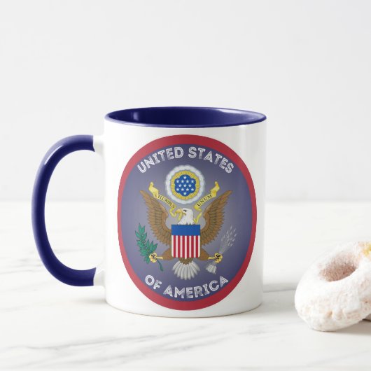 USA-Erbe-Emblem Tasse (Mit Donut)