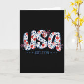 Usa Est 1776 Floral Preppy 4. Juli Coquette Bo Karte (Gelbe Blume)
