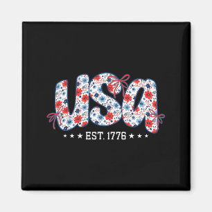 USA Est 1776 Floral Preppy 4. Juli Coquette Magnet