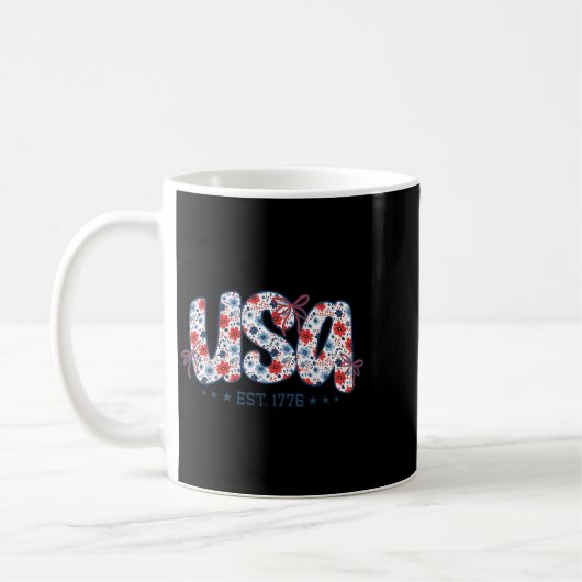 Usa Est 1776 Floral Preppy 4th Of July Coquette Bo Kaffeetasse (Links)
