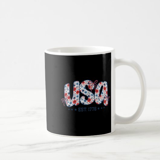 Usa Est 1776 Floral Preppy 4th Of July Coquette Bo Kaffeetasse (Rechts)