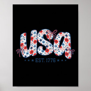 Usa Est 1776 Kokette Schleife 4. Juli Usa Floral G Poster