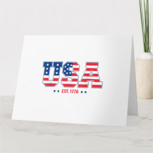 USA EST 1776 Patriotic American Flag Vintag Style Karte