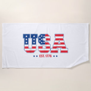 USA EST 1776 Patriotic American Flag Vintag Style Strandtuch