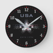 USA Estd. 1776 Runde Wanduhr (Vorderseite)