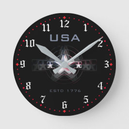 USA Estd. 1776 Runde Wanduhr