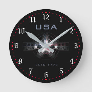 USA Estd. 1776 Runde Wanduhr