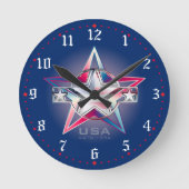 USA Estd. 1776 Star Runde Wanduhr (Vorderseite)