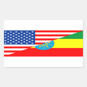 usa Ethiopia Land Halbfahne Amerikanische Symbol Rechteckiger Aufkleber