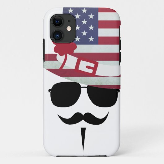 USA Fan with Mustache Case-Mate iPhone Hülle (Rückseite)