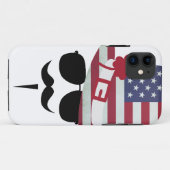 USA Fan with Mustache Case-Mate iPhone Hülle (Rückseite (Horizontal))