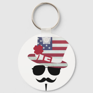 USA Fan with Mustache Schlüsselanhänger