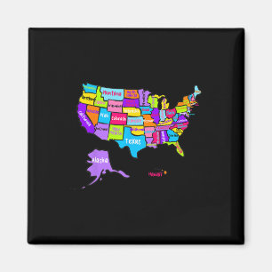 USA Farbtabelle mit Staat N Magnet