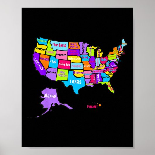 USA Farbtabelle mit Staat N Poster (Vorne)