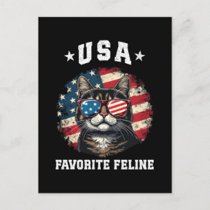 USA Favorite Feline Proud American Cat Spirit Feiertagspostkarte
