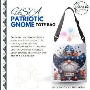 USA feiert 250 Jahre Gnome-Tasche Tragetaschen Mit Langen Trägern