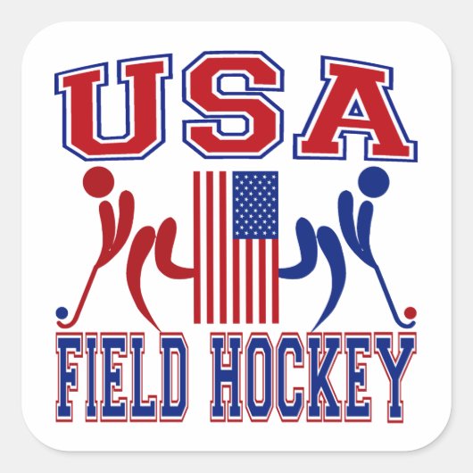USA Field Hockey Quadratischer Aufkleber (Vorderseite)