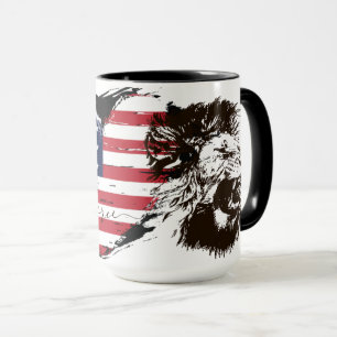 USA Fierce Heart Flag Lion Patriotic Tasse