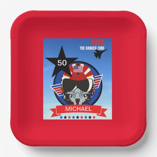 USA Fighting Jet Pilot Birthday Party Paper Teller (Vorderseite)