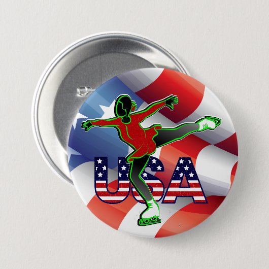 USA Figure Skaten Large Button (Vorne & Hinten)